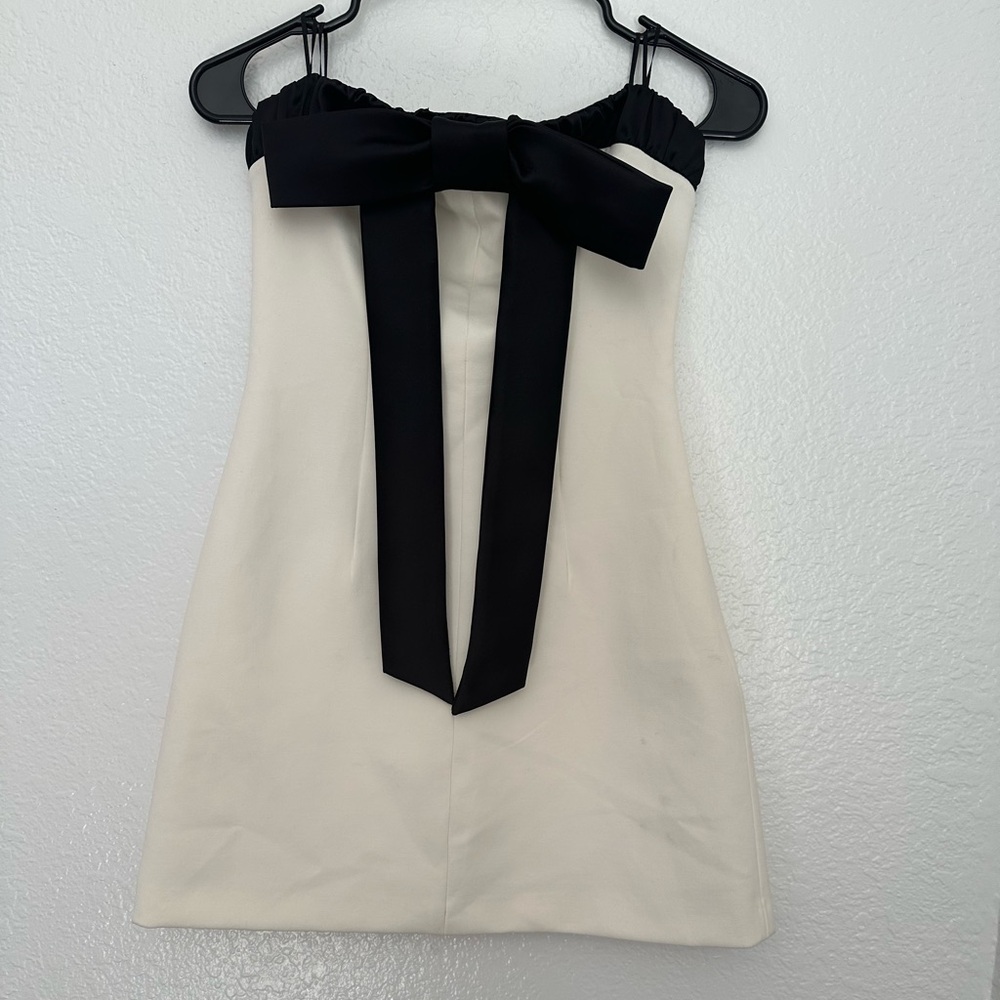 Zara Black and White Strapless Dress